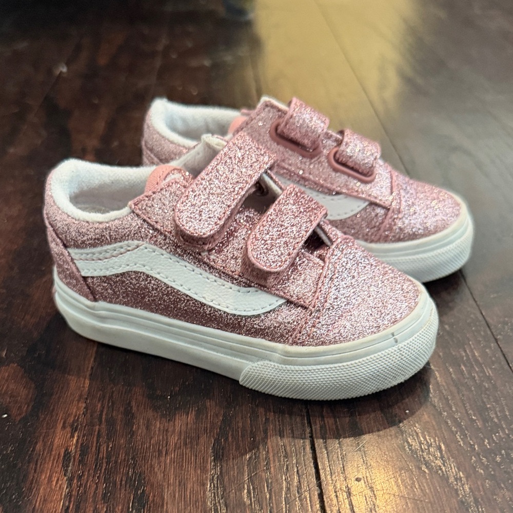 Vans Kids Glitter Pink Velcro Sneakers